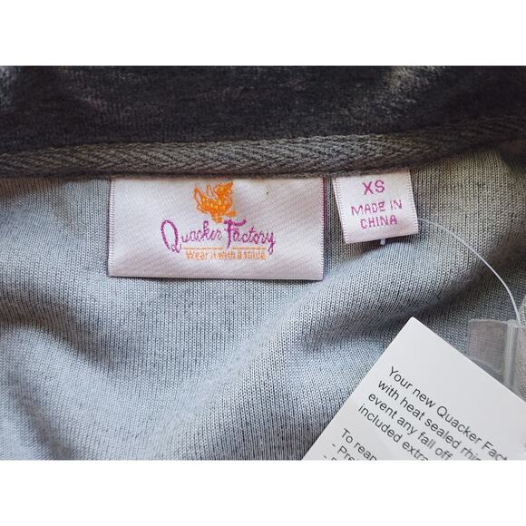 VEST-QUACKER FACTORY-Gray Velour-Sleeveless-Rhinestones-Zipper-SIZE XS - Picture 10 of 15